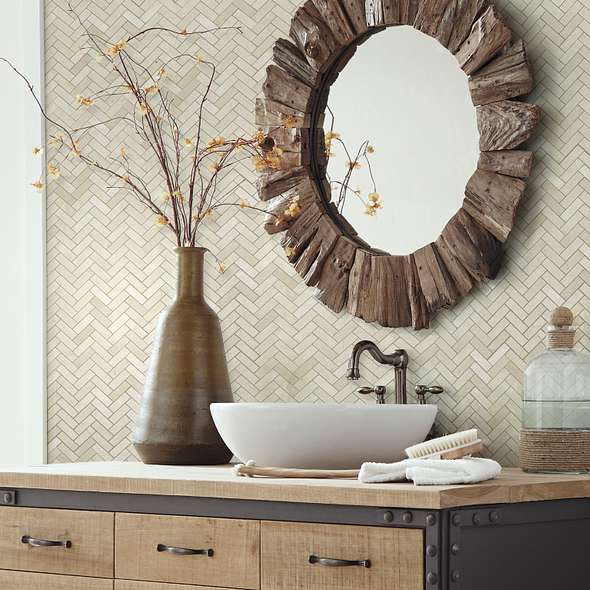 Pearl Herringbone Mosaic